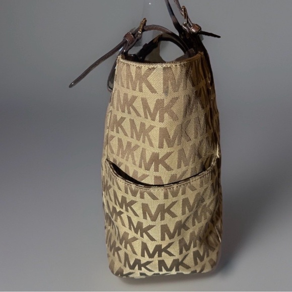 Michael Michael Kors Jet Set Monogram Canvas Tote Purse Shoulder BAG - Picture 4 of 9